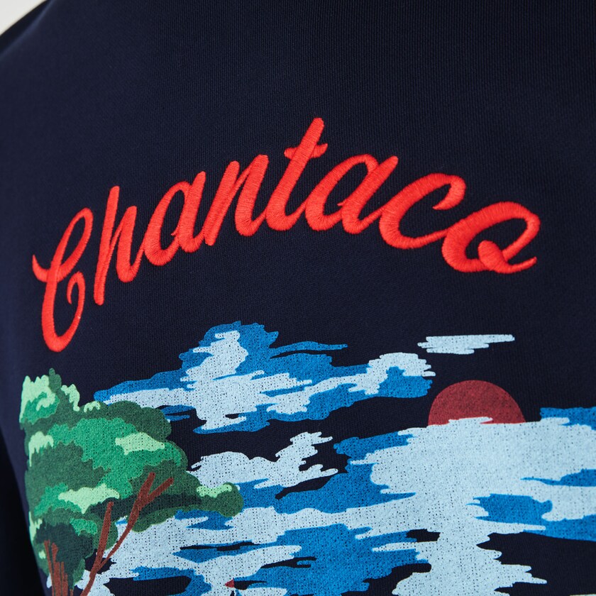 Sudaderas Lacoste Crew Neck Landscape Print Fleece Hombre Azul Marino Azules Rojos | DS0-96439Y0