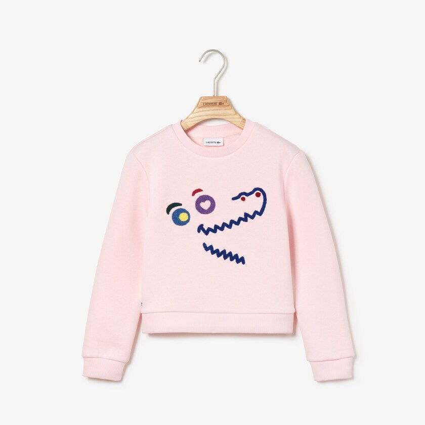 Sudaderas Lacoste Niños Rosas Claro Crewneck Crocodile Fleece BG1-30753E4