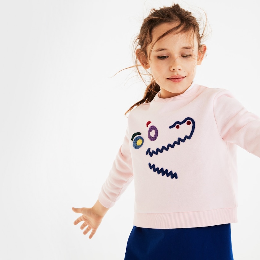 Sudaderas Lacoste Niños Rosas Claro Crewneck Crocodile Fleece BG1-30753E4