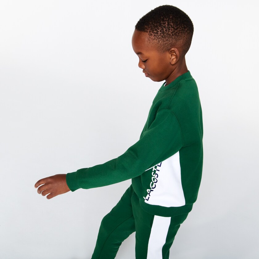 Sudaderas Lacoste Niños Verdes Blancos Crewneck Fleece ZY0-75177W6