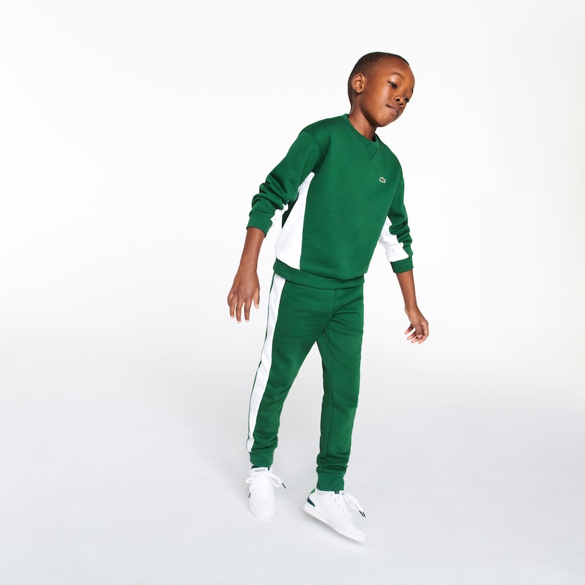 Sudaderas Lacoste Niños Verdes Blancos Crewneck Fleece ZY0-75177W6