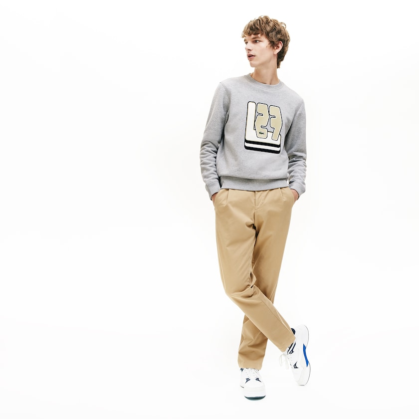 Sudaderas Lacoste Crewneck L27-Print Cotton Blend Hombre Grises | DS4-02680G9