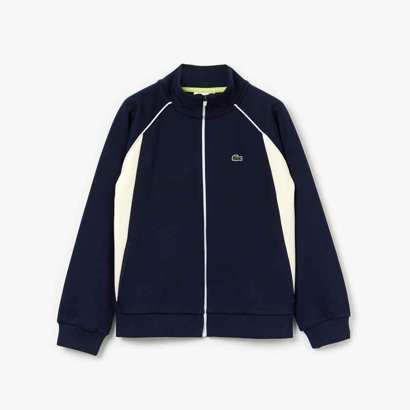 Sudaderas Lacoste Niños Azul Marino Azules Blancos Full-Zip Contrast Side Panels Fleece CD4-54505Y2