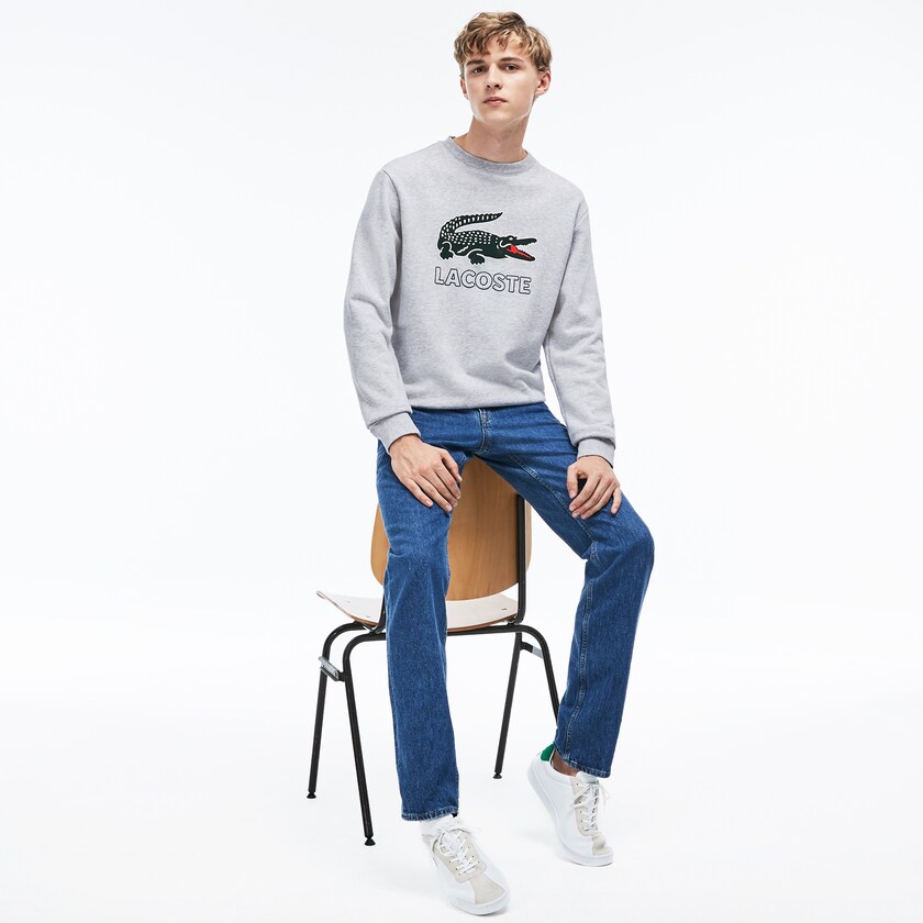 Sudaderas Lacoste Graphic Croc Hombre Grises | MJ2-15311U5