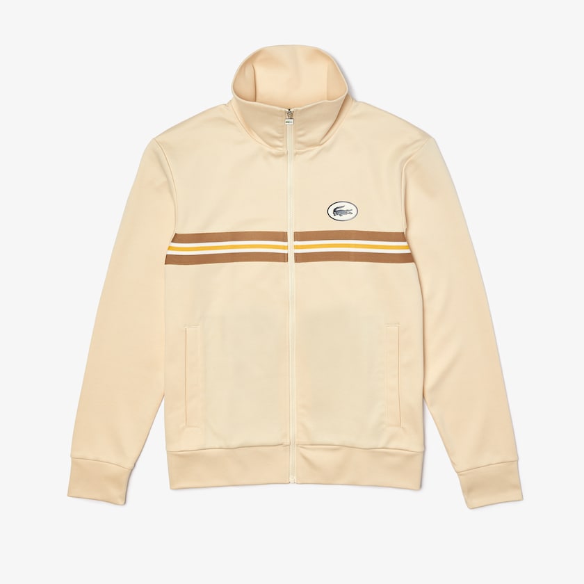Sudaderas Lacoste Heritage Striped Zip-Up Hombre Beige | JF9-82408G9