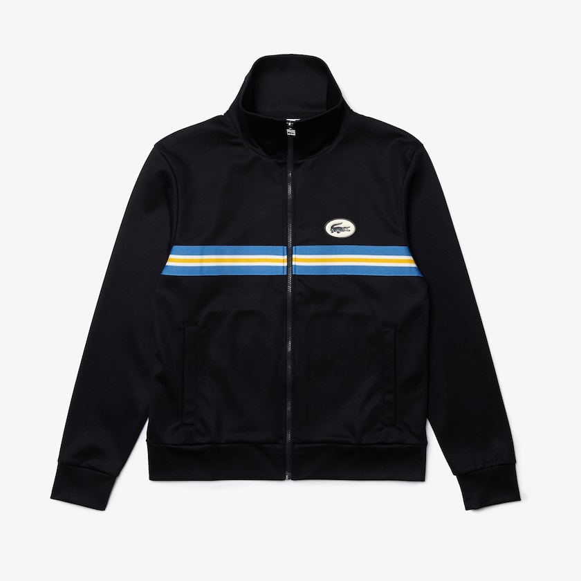 Sudaderas Lacoste Heritage Striped Zip-Up Hombre Azul Marino Azules | ON8-64426L1