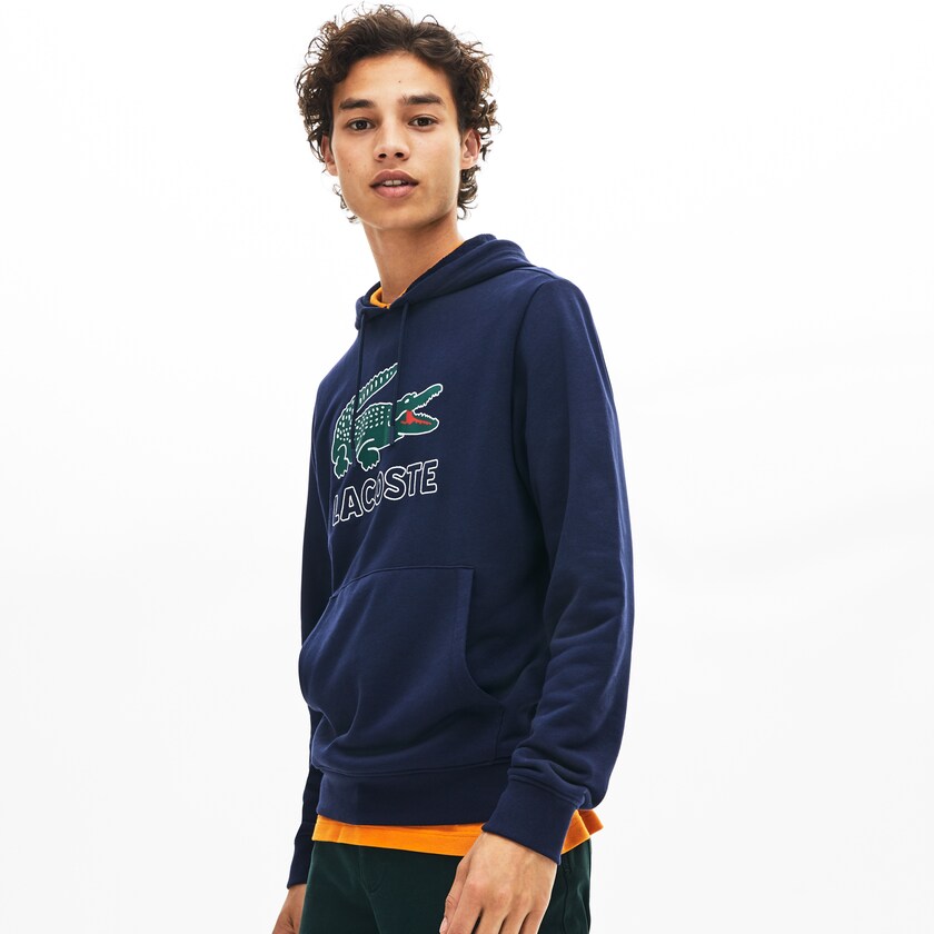 Sudaderas Lacoste Hooded Fleece Hombre Azul Marino Azules | EY1-22182H4