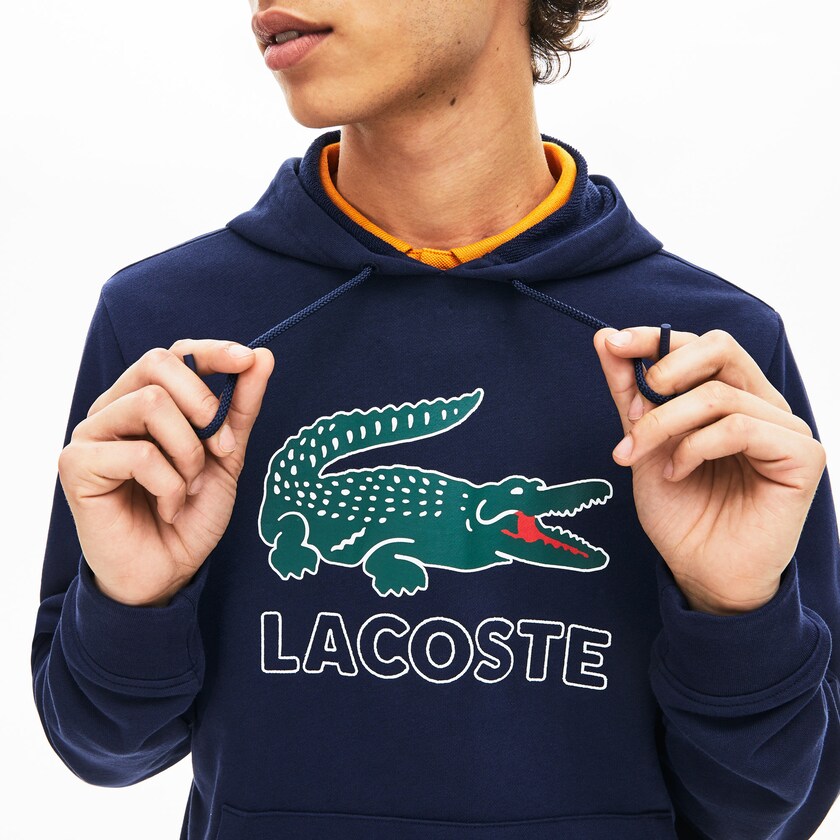 Sudaderas Lacoste Hooded Fleece Hombre Azul Marino Azules | EY1-22182H4