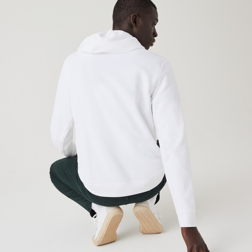 Sudaderas Lacoste Hooded Fleece With Printed Logo Hombre Blancos | OF3-64696P7