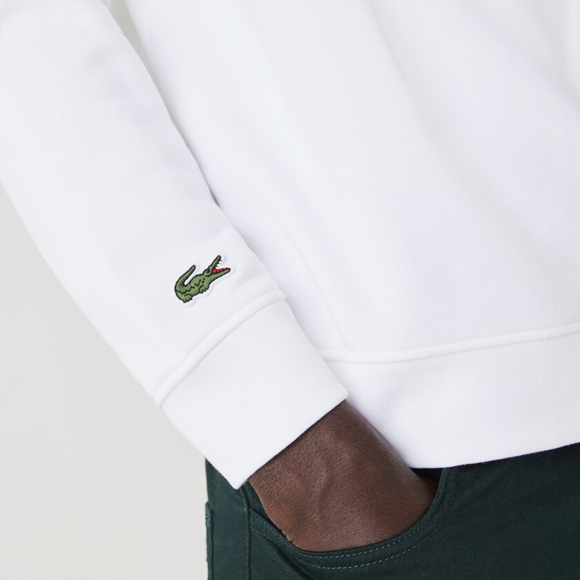 Sudaderas Lacoste Hooded Fleece With Printed Logo Hombre Blancos | OF3-64696P7
