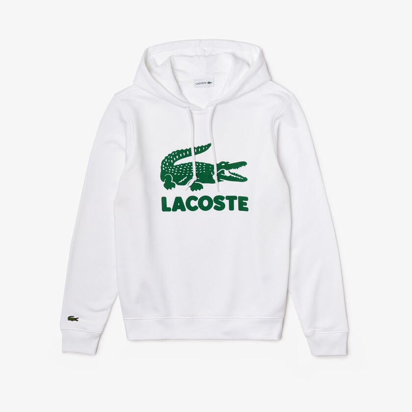 Sudaderas Lacoste Hooded Fleece With Printed Logo Hombre Blancos | OF3-64696P7