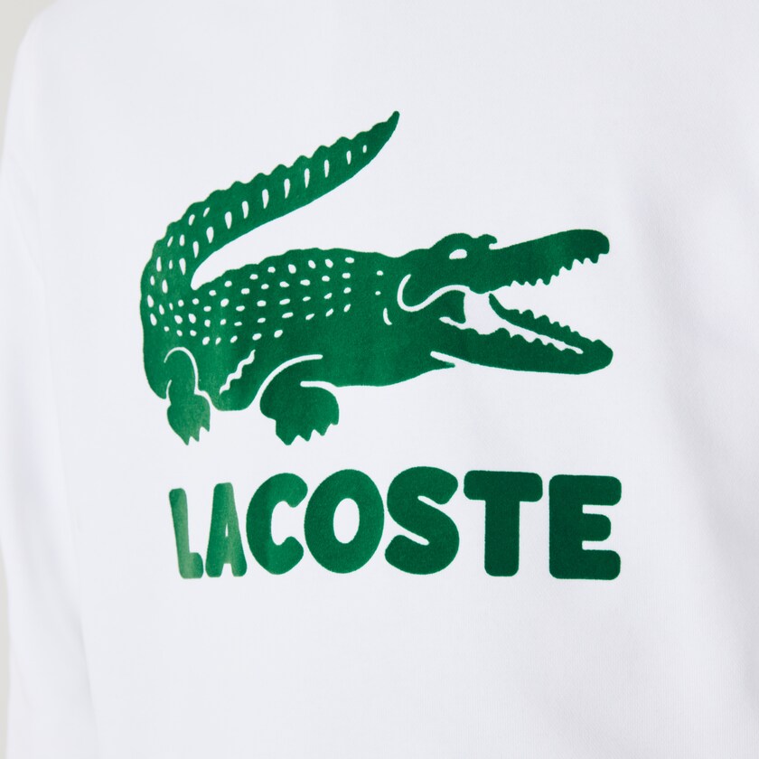 Sudaderas Lacoste Hooded Fleece With Printed Logo Hombre Blancos | OF3-64696P7