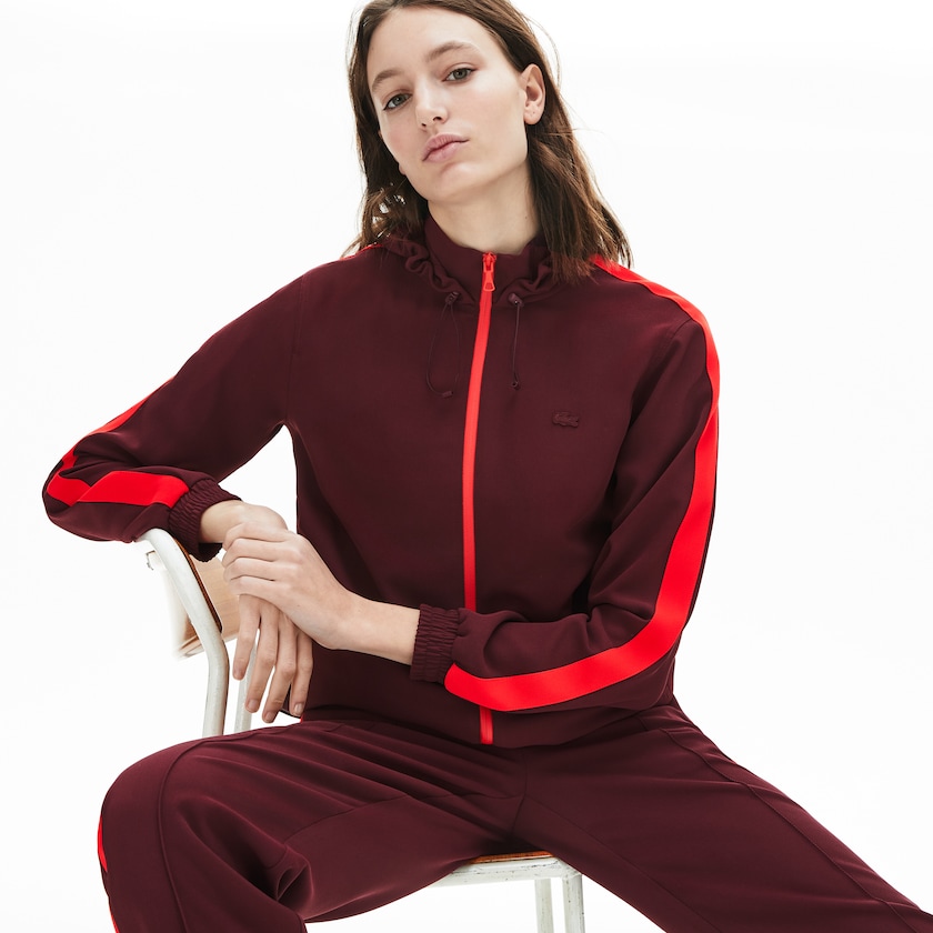 Sudaderas Lacoste Hooded Zip-Up Mujer Rojos Oscuro Rojos | KS6-12751U1