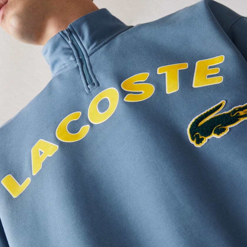 Sudaderas Lacoste LIVE Branded Cotton Fleece Hombre Azules | UC7-06650V5