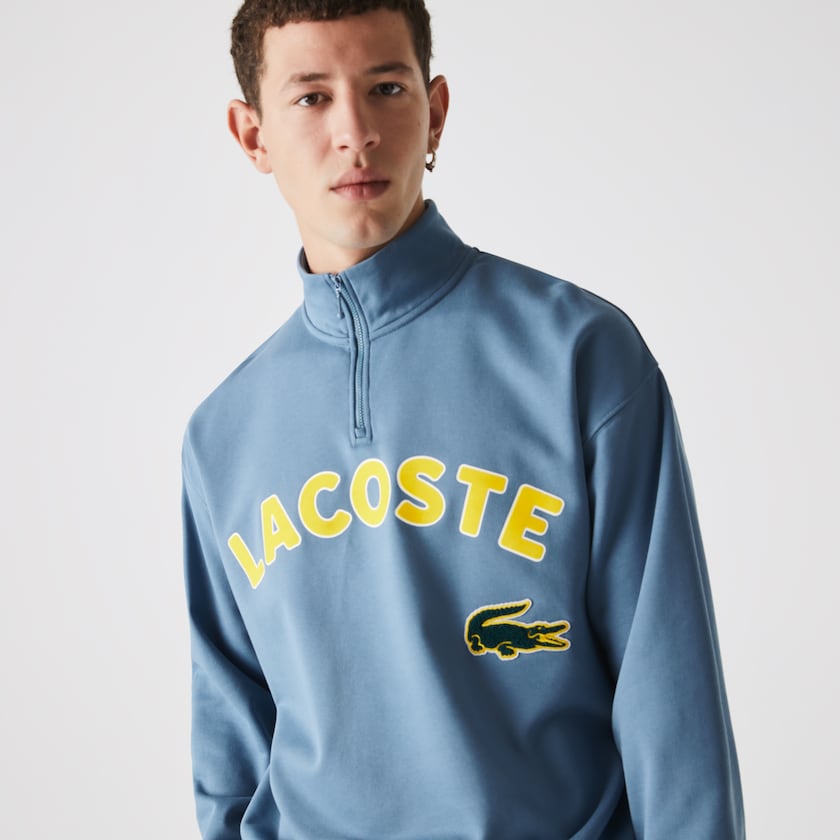 Sudaderas Lacoste LIVE Branded Cotton Fleece Hombre Azules | UC7-06650V5