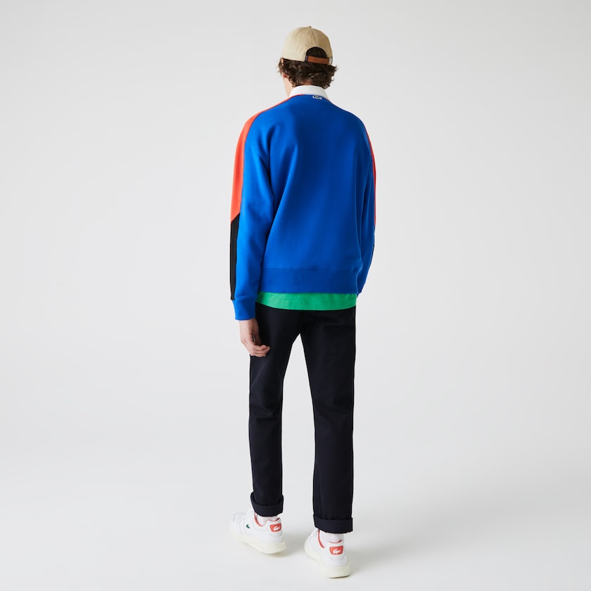 Sudaderas Lacoste LIVE Colorblock Fleece Polo Hombre Azules Blancos | NT8-15311R3