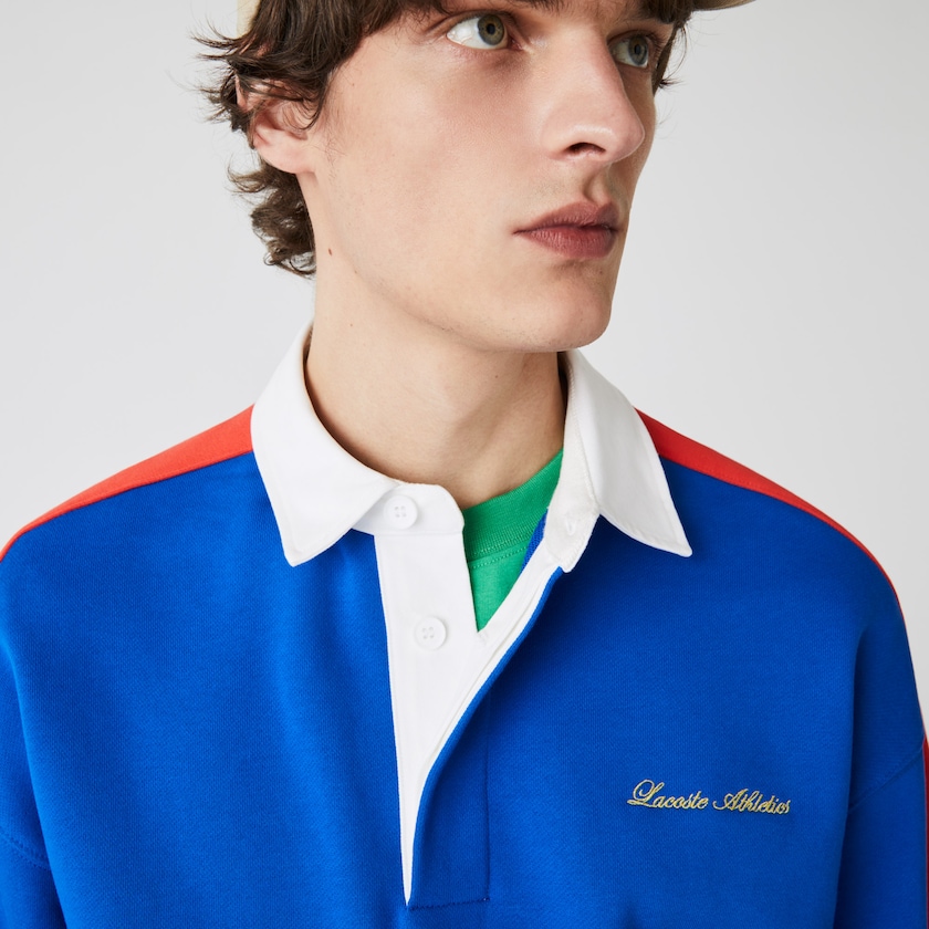 Sudaderas Lacoste LIVE Colorblock Fleece Polo Hombre Azules Blancos | NT8-15311R3