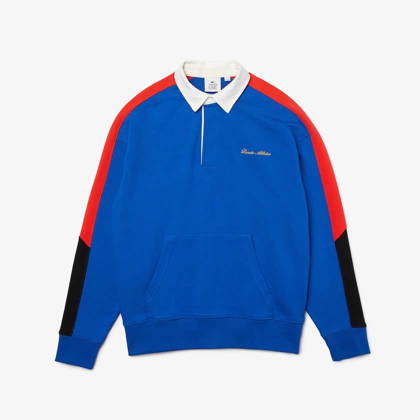 Sudaderas Lacoste LIVE Colorblock Fleece Polo Hombre Azules Blancos | NT8-15311R3