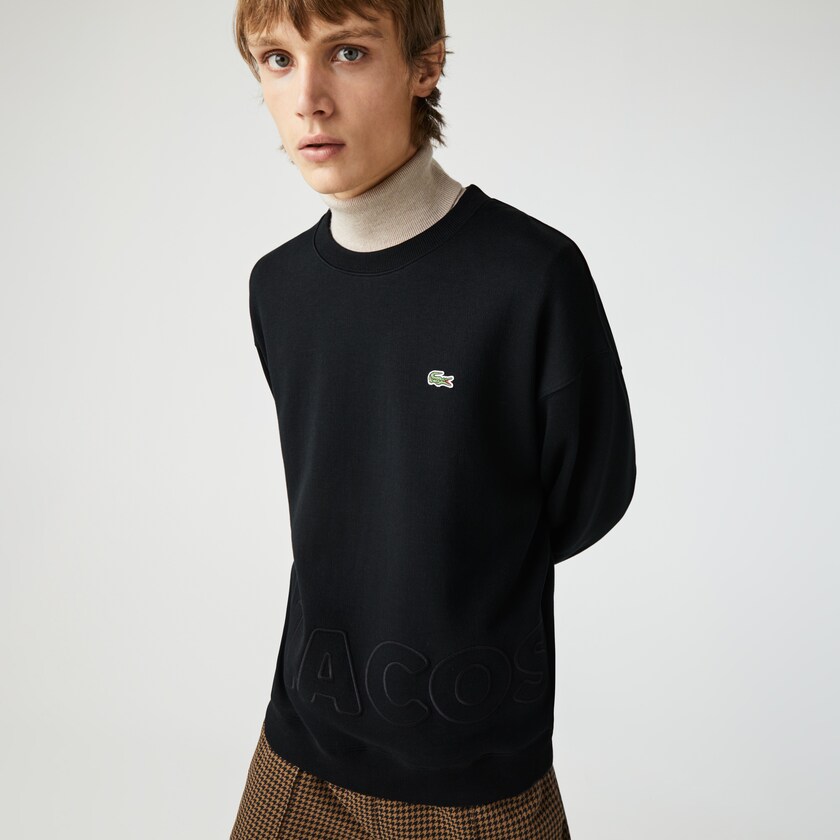 Sudaderas Lacoste LIVE Crew Neck Embroidered Cotton Blend Hombre Negros | SO1-13461L8