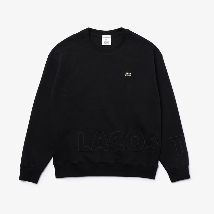 Sudaderas Lacoste LIVE Crew Neck Embroidered Cotton Blend Hombre Negros | SO1-13461L8