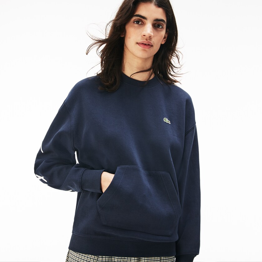 Sudaderas Lacoste LIVE Crew Neck Embroidered Fleece Hombre Azules Blancos | CF3-23902Z3