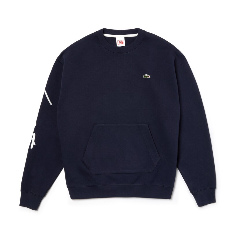 Sudaderas Lacoste LIVE Crew Neck Embroidered Fleece Hombre Azules Blancos | CF3-23902Z3