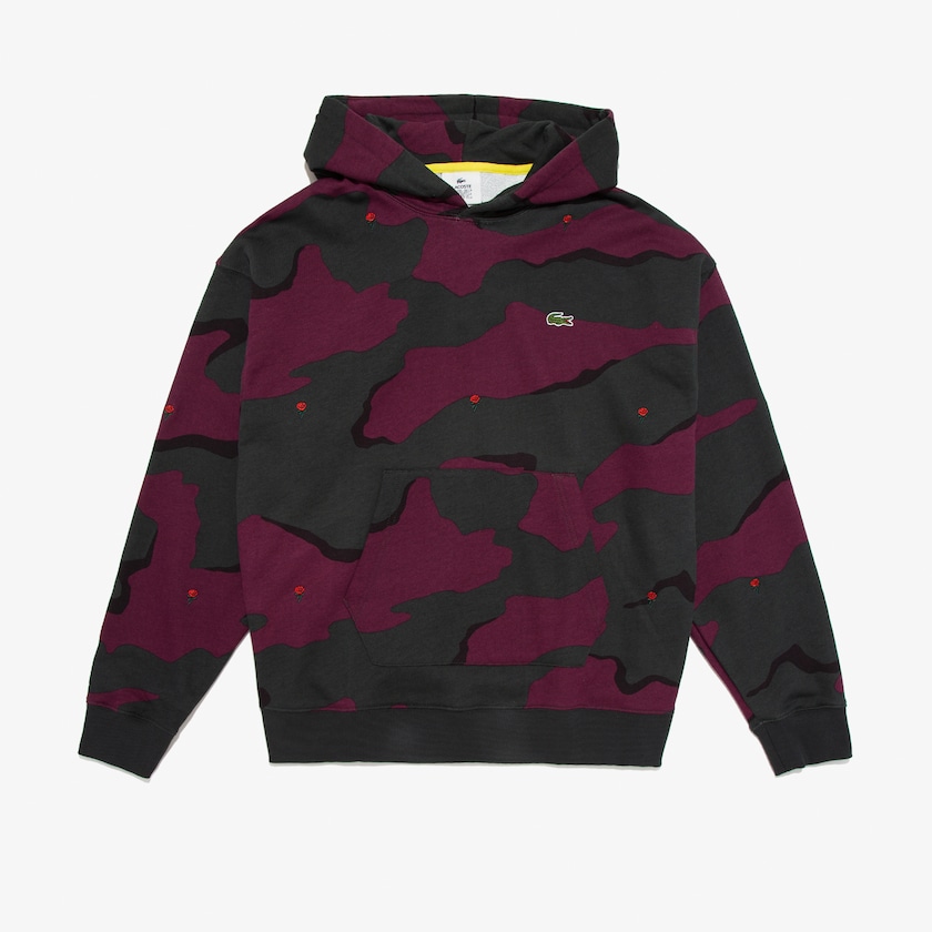 Sudaderas Lacoste LIVE Hooded Camo Print Fleece Hombre Verdes Blancos | PQ7-00710W1