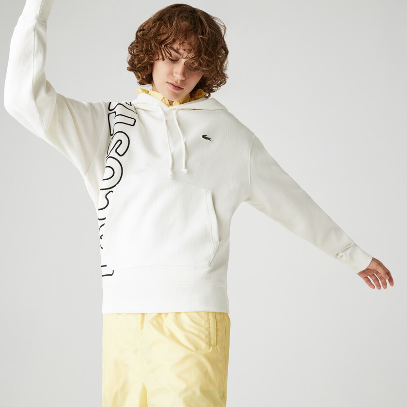 Sudaderas Lacoste LIVE Hooded Embroidered Cotton Blend Hombre Blancos Negros | EL6-80918O5
