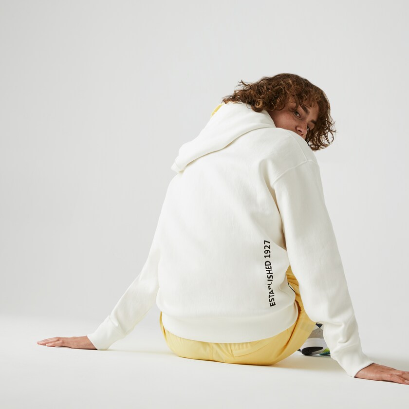 Sudaderas Lacoste LIVE Hooded Embroidered Cotton Blend Hombre Blancos Negros | EL6-80918O5