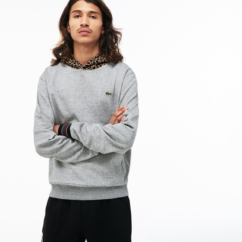 Sudaderas Lacoste LIVE Leopard Print Hood Fleece Hombre Grises Blancos | ZJ5-09350U1