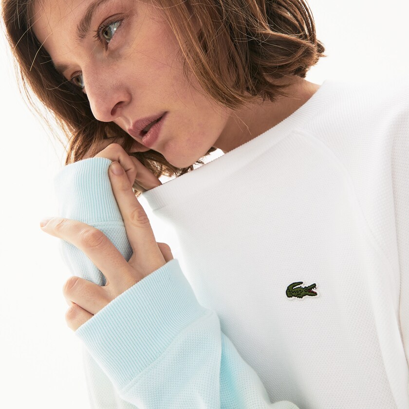 Sudaderas Lacoste Made in France Crew Neck Organic Cotton Mujer Turquesa Verdes Claro Blancos | HY8-03060R4