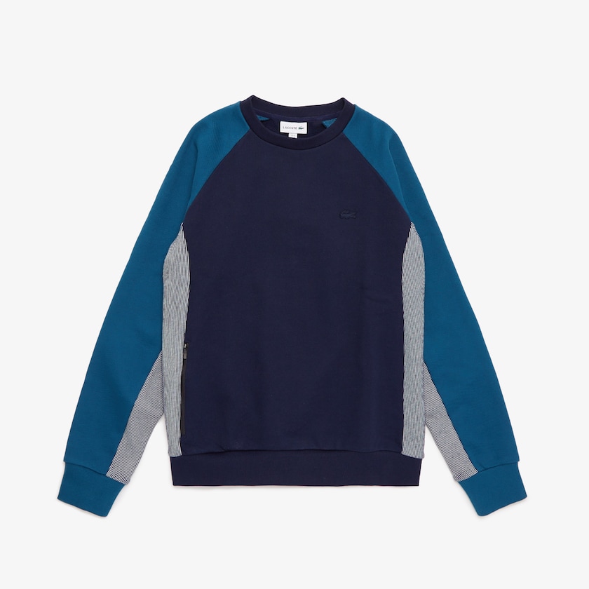 Sudaderas Lacoste Motion Colorblock Crew Neck Hombre Azul Marino Azules Grises Azul Marino Azules | AO1-89398N2