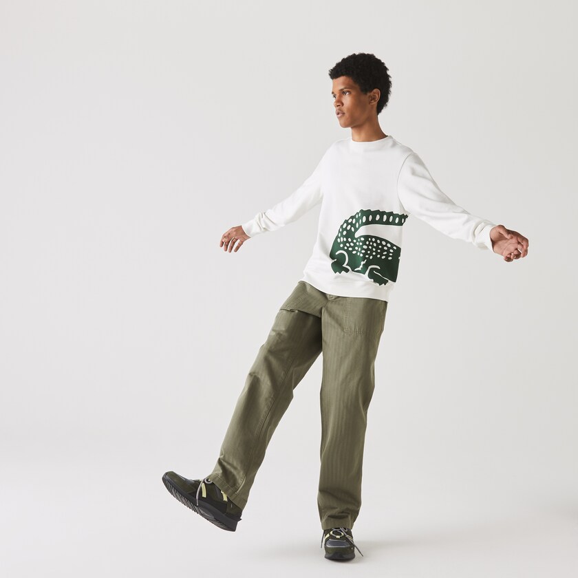 Sudaderas Lacoste Oversize Croc Crew Neck Cotton Hombre Blancos | TS6-68446S7