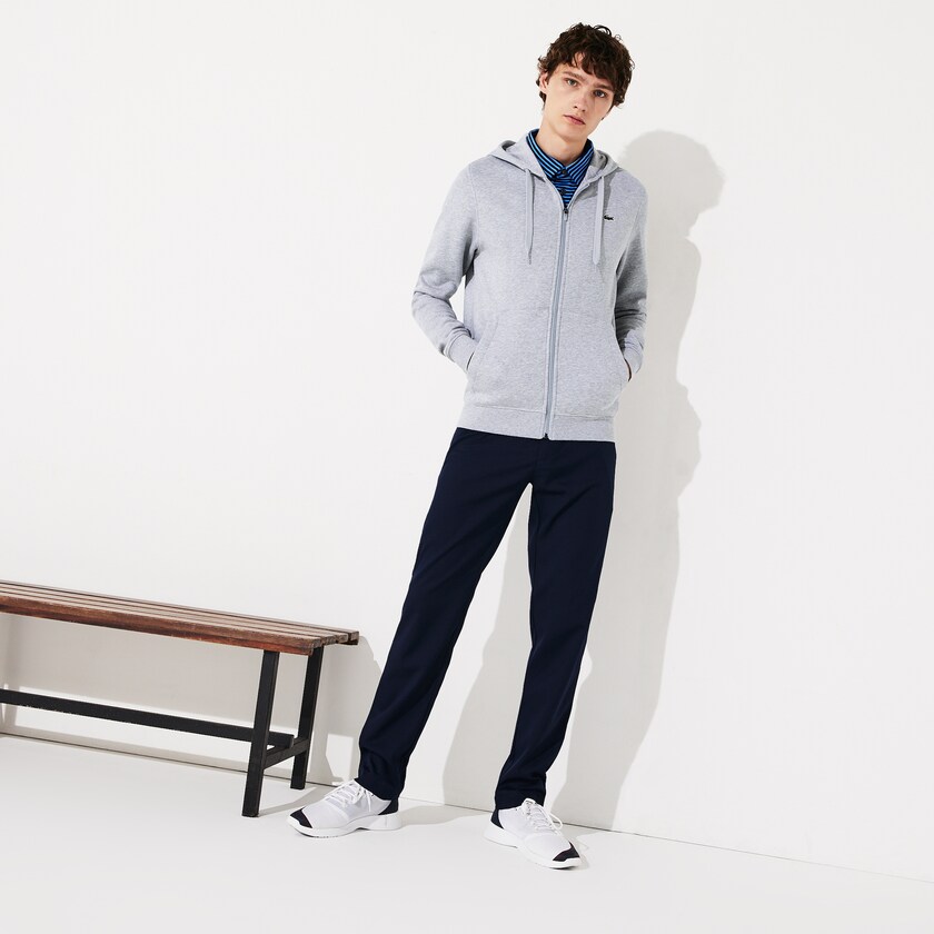 Sudaderas Lacoste Presidents Cup Hooded Back-Printed Fleece Zip Golf Hombre Grises | TA8-24342L3