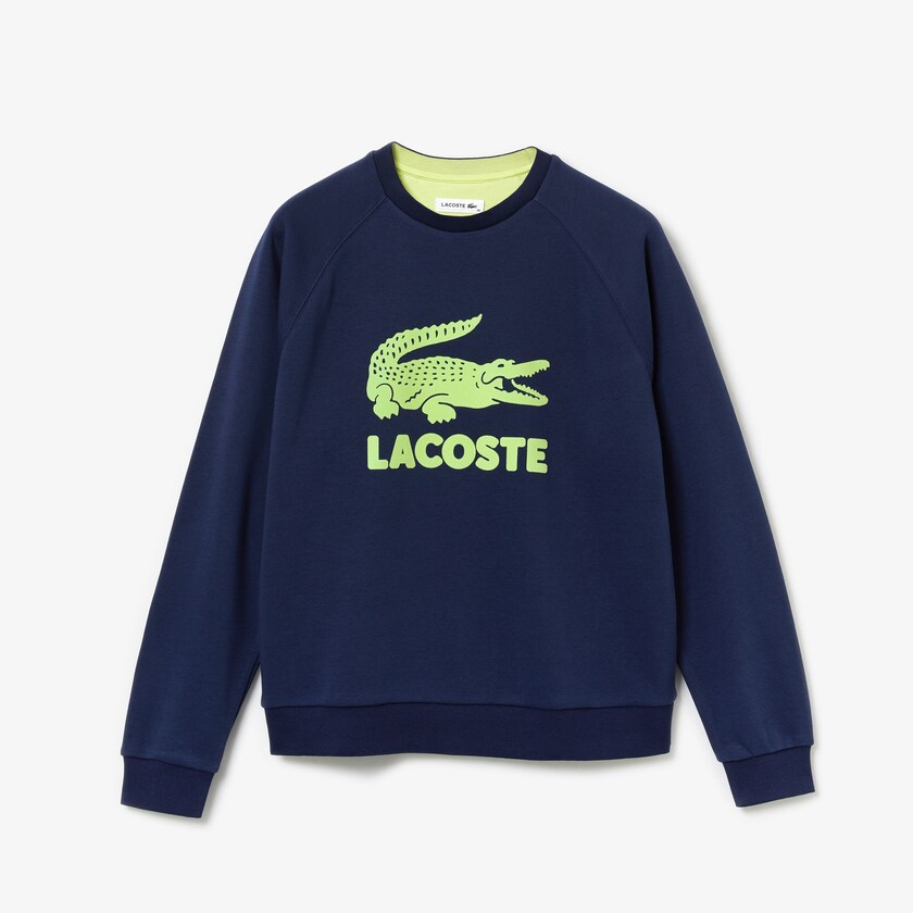 Sudaderas Lacoste Printed Fleece Mujer Azul Marino Azules Amarillos | BP2-01710S2