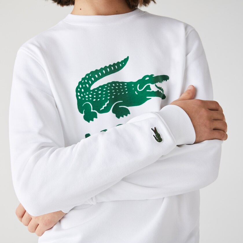 Sudaderas Lacoste Printed Logo Fleece Crew Neck Hombre Blancos | QV8-30113Y8