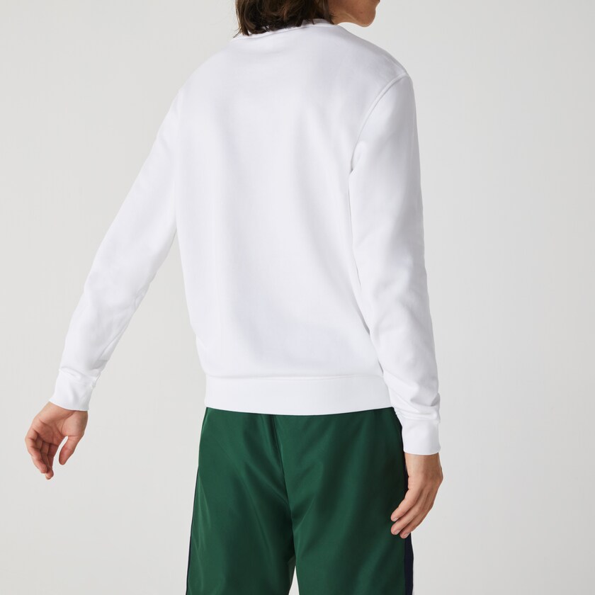 Sudaderas Lacoste Printed Logo Fleece Crew Neck Hombre Blancos | QV8-30113Y8