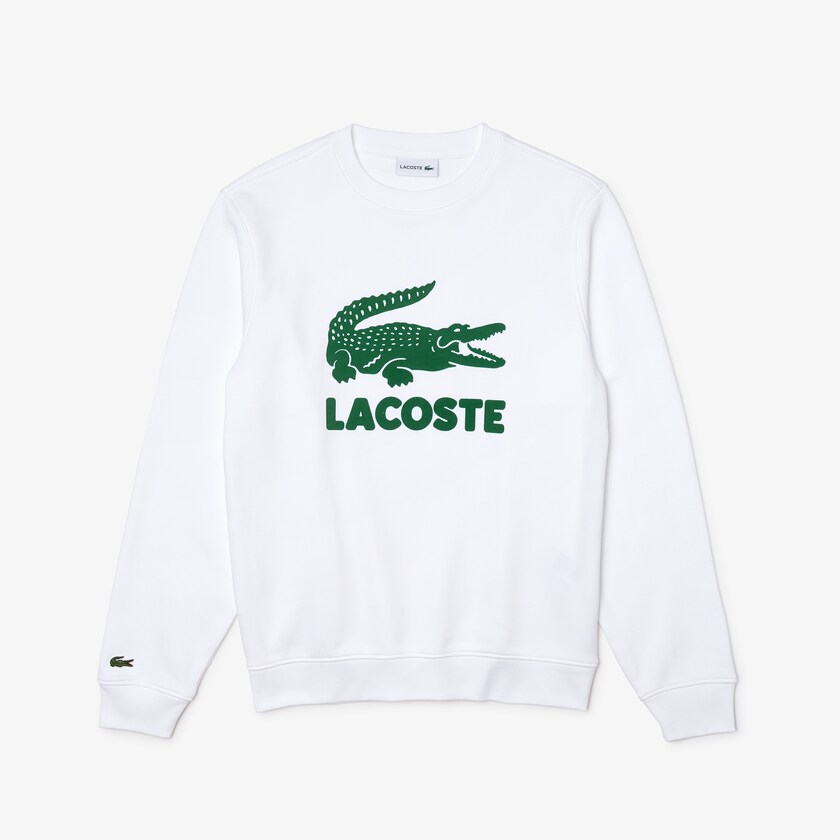 Sudaderas Lacoste Printed Logo Fleece Crew Neck Hombre Blancos | QV8-30113Y8