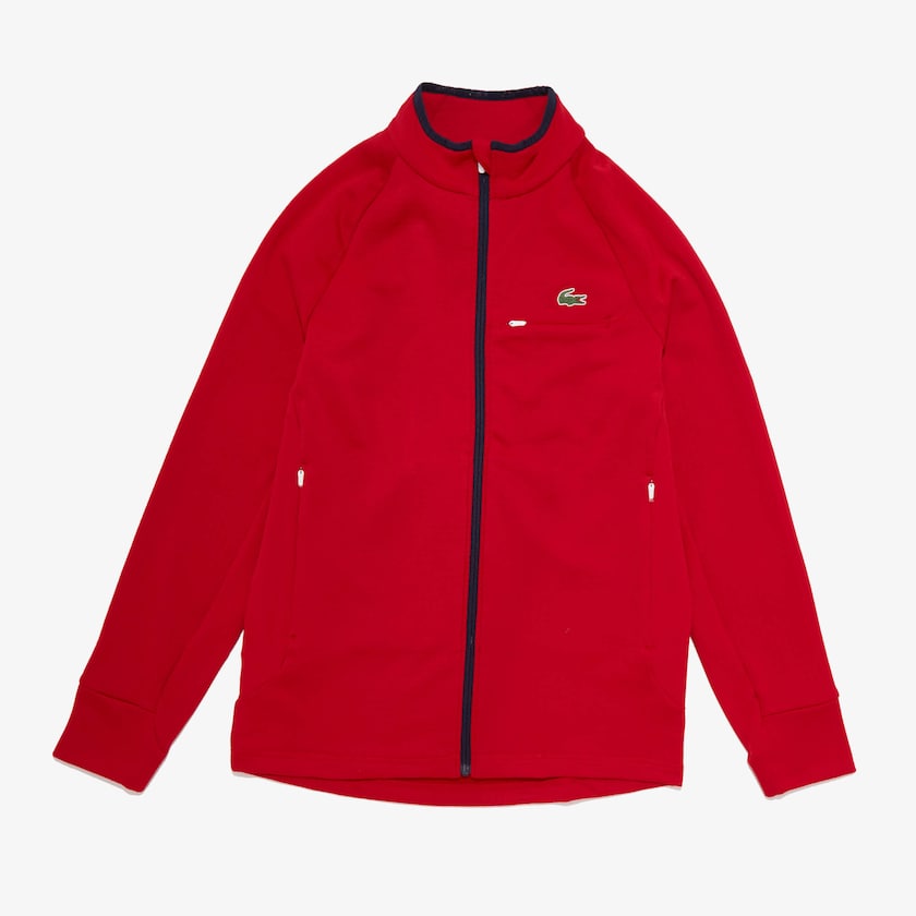 Sudaderas Lacoste SPORT Breathable UV Protection Zip Hombre Rojos Blancos Azul Marino Azules | UX3-83018Y1