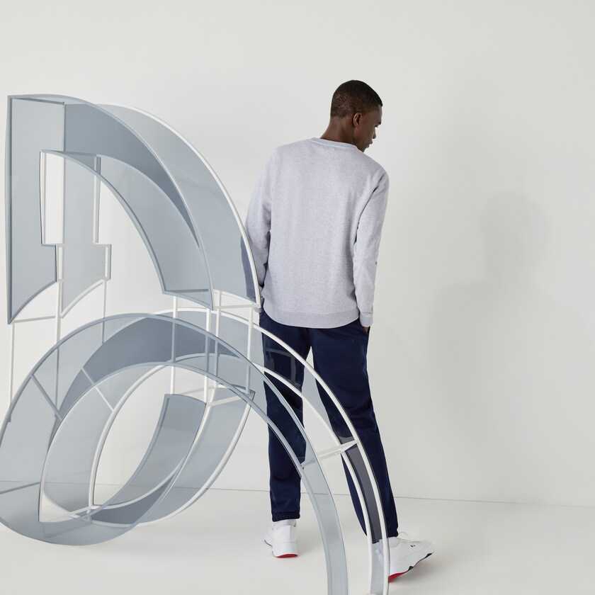 Sudaderas Lacoste SPORT Collab Youssef SY In Fleece Hombre Grises Blancos | YO2-30903R9