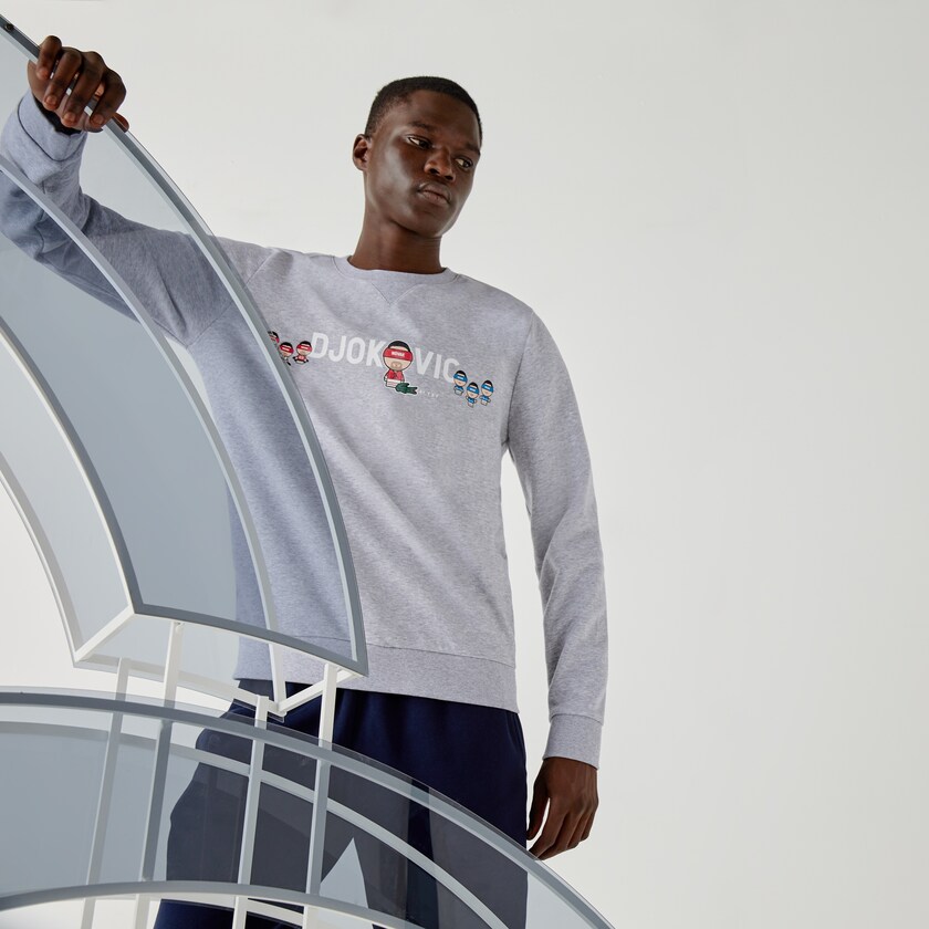Sudaderas Lacoste SPORT Collab Youssef SY In Fleece Hombre Grises Blancos | YO2-30903R9