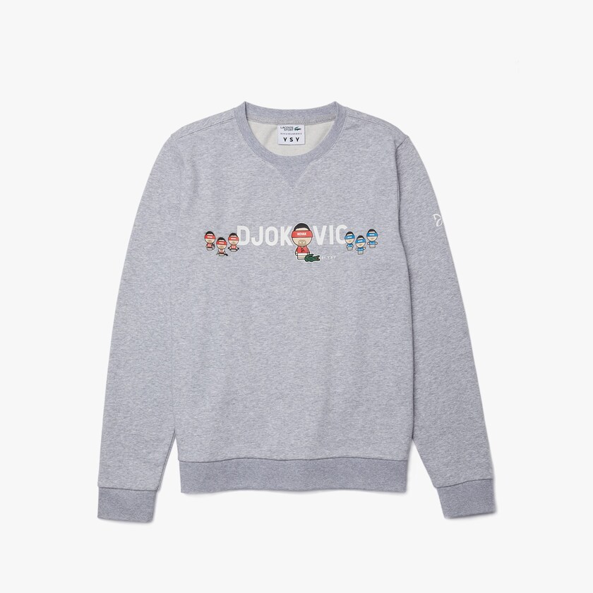 Sudaderas Lacoste SPORT Collab Youssef SY In Fleece Hombre Grises Blancos | YO2-30903R9
