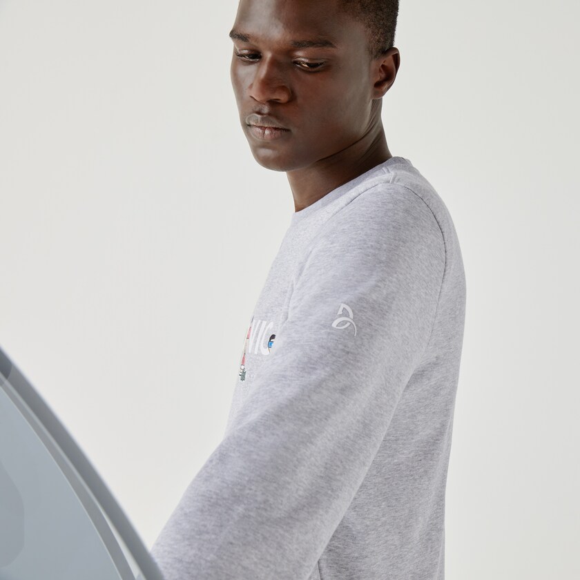 Sudaderas Lacoste SPORT Collab Youssef SY In Fleece Hombre Grises Blancos | YO2-30903R9