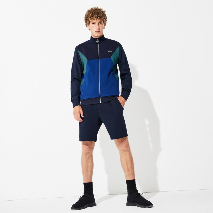 Sudaderas Lacoste SPORT Color-Blocked Zip Up Tennis Hombre Azul Marino Azules Verdes | ZR8-91419D8