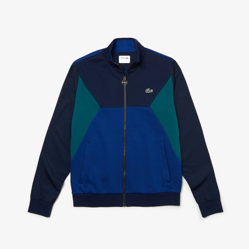 Sudaderas Lacoste SPORT Color-Blocked Zip Up Tennis Hombre Azul Marino Azules Verdes | ZR8-91419D8