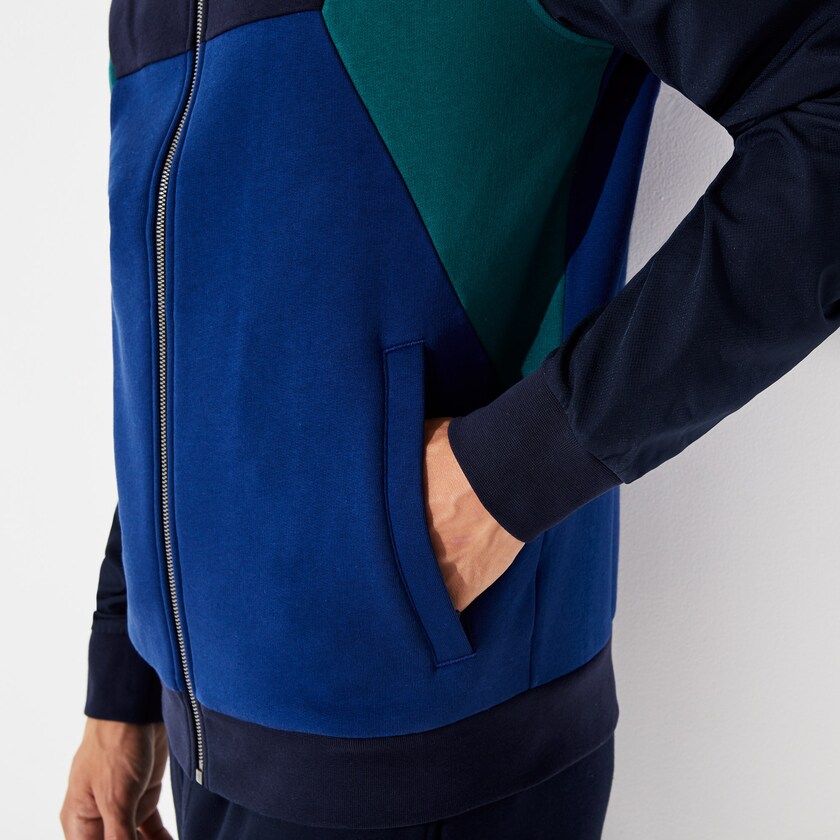 Sudaderas Lacoste SPORT Color-Blocked Zip Up Tennis Hombre Azul Marino Azules Verdes | ZR8-91419D8