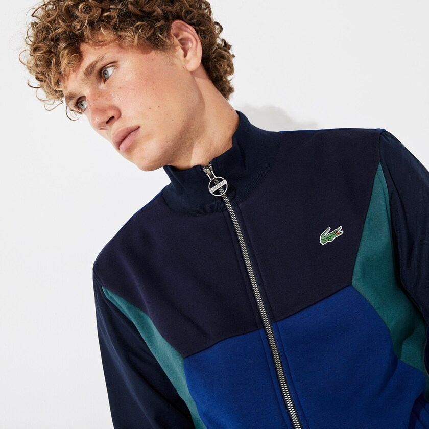 Sudaderas Lacoste SPORT Color-Blocked Zip Up Tennis Hombre Azul Marino Azules Verdes | ZR8-91419D8