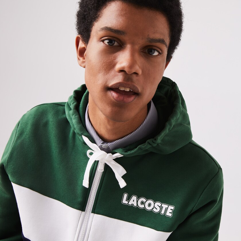 Sudaderas Lacoste SPORT Colourblock Fleece Zip Hombre Verdes Azul Marino Azules Grises Blancos | XD3-42114J3