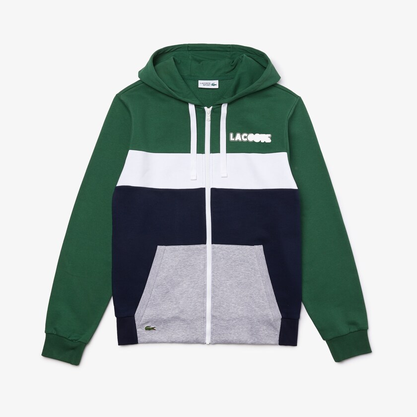Sudaderas Lacoste SPORT Colourblock Fleece Zip Hombre Verdes Azul Marino Azules Grises Blancos | XD3-42114J3