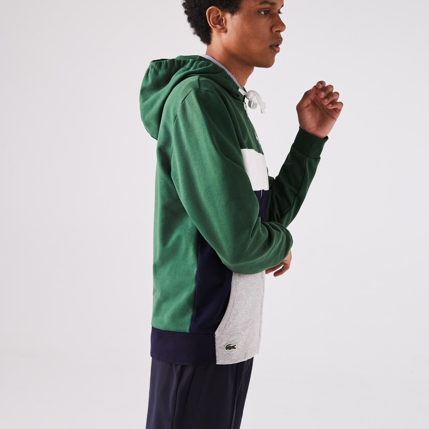 Sudaderas Lacoste SPORT Colourblock Fleece Zip Hombre Verdes Azul Marino Azules Grises Blancos | XD3-42114J3